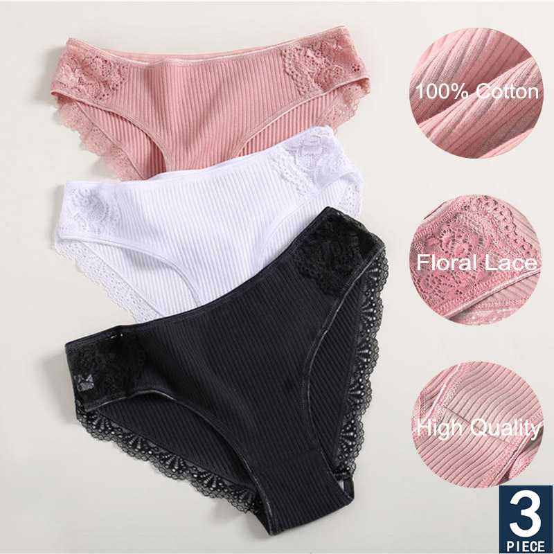 Finetoo Cotton Underwear Women's Panties Comfort Underpants Floral Lace ...