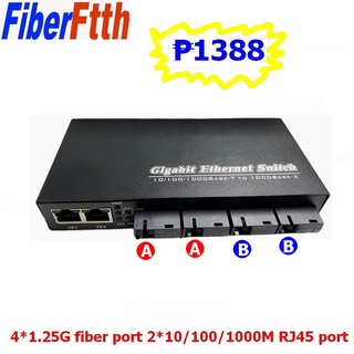 10/100/1000M Fiber Optical Switch 4 SC 3 RJ45 Gigabit Ethernet Switch 4G3E Ethernet Switch 4 Fiber Port 25KM 3 UTP RJ45 Media Converter with 5V 2A power supply