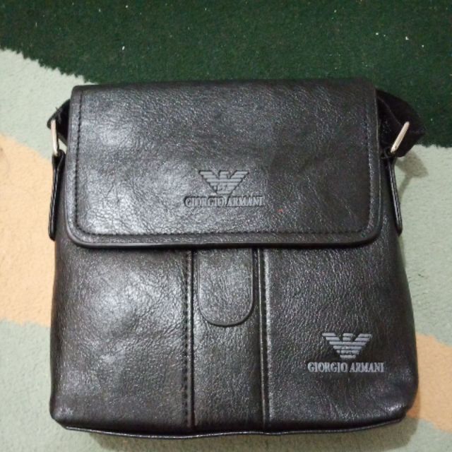 armani leather messenger bag