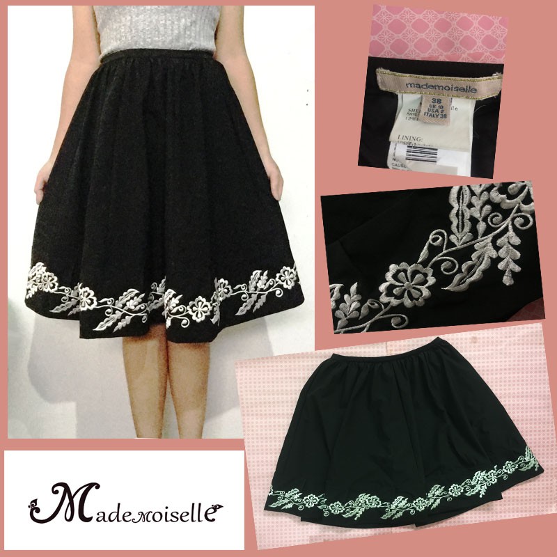 black midi circle skirt