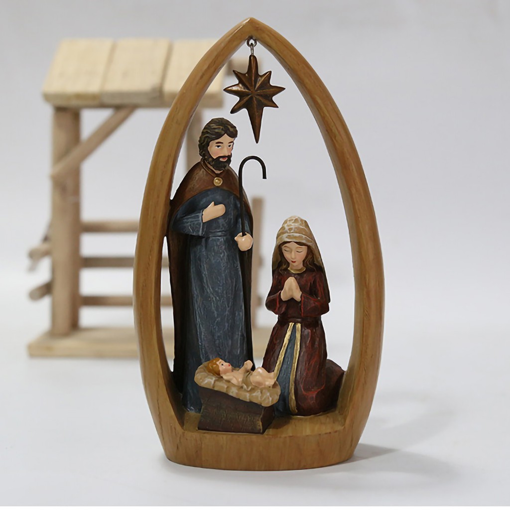 #H5 Manger Decorations Nativity Of Jesus Father and Mother Lmitation ...