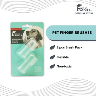 Fresh Friends Silicone Finger Tooth Brush Set 2 Pieces - Pet Dog and Cat Toothbrush