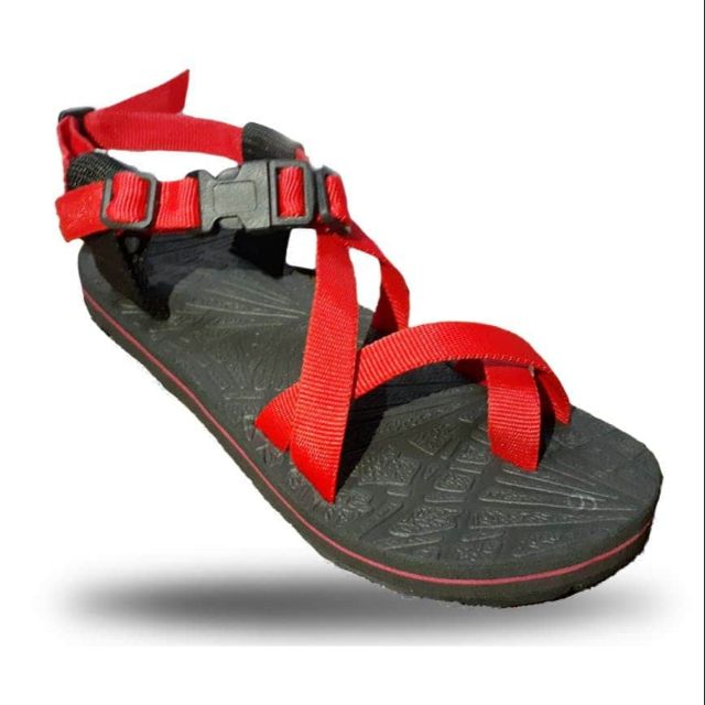 red hiking sandals