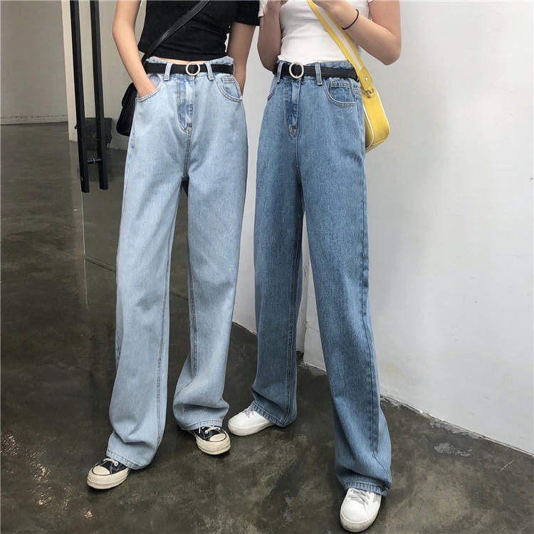 Casual High waist jeans Wide leg pants 