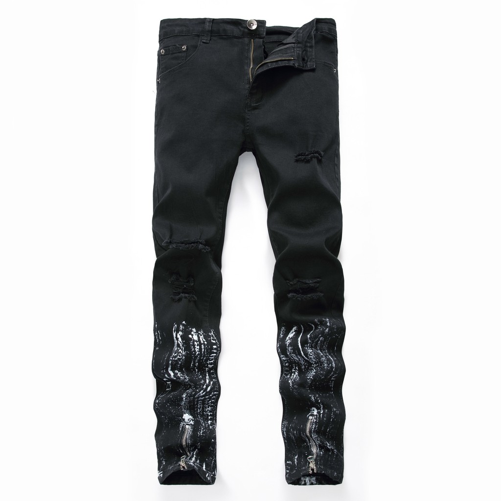 black moto jeans with zippers