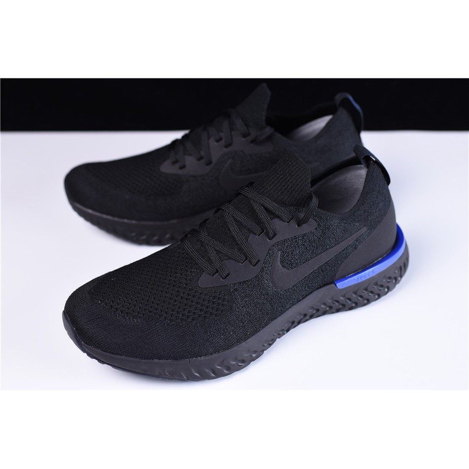 nike epic react flyknit black and blue