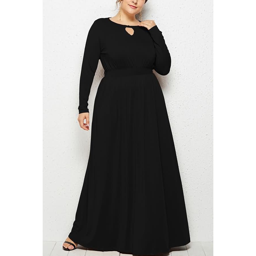 black keyhole dress long sleeve