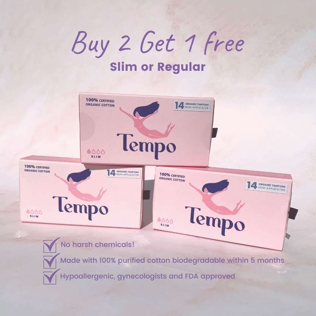 TEMPO TAMPON Buy 2 Get 1 for FREE (Regular or Slim) 14pcs per Box