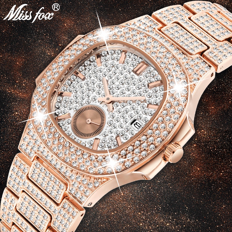 rose gold diamond watches for men