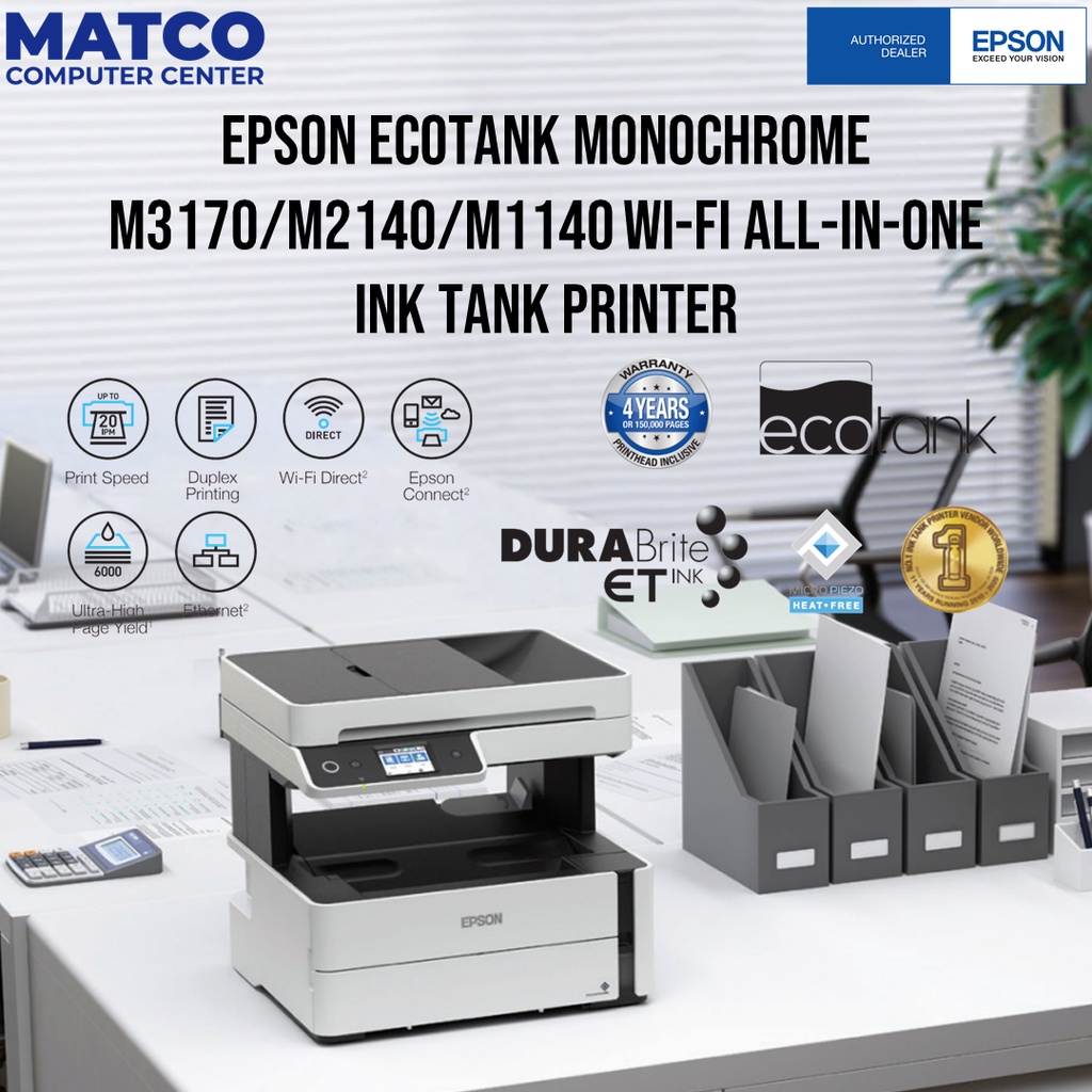 Epson Ecotank Monochrome M2140 All In One Ink Tank Printer Shopee Philippines 1032