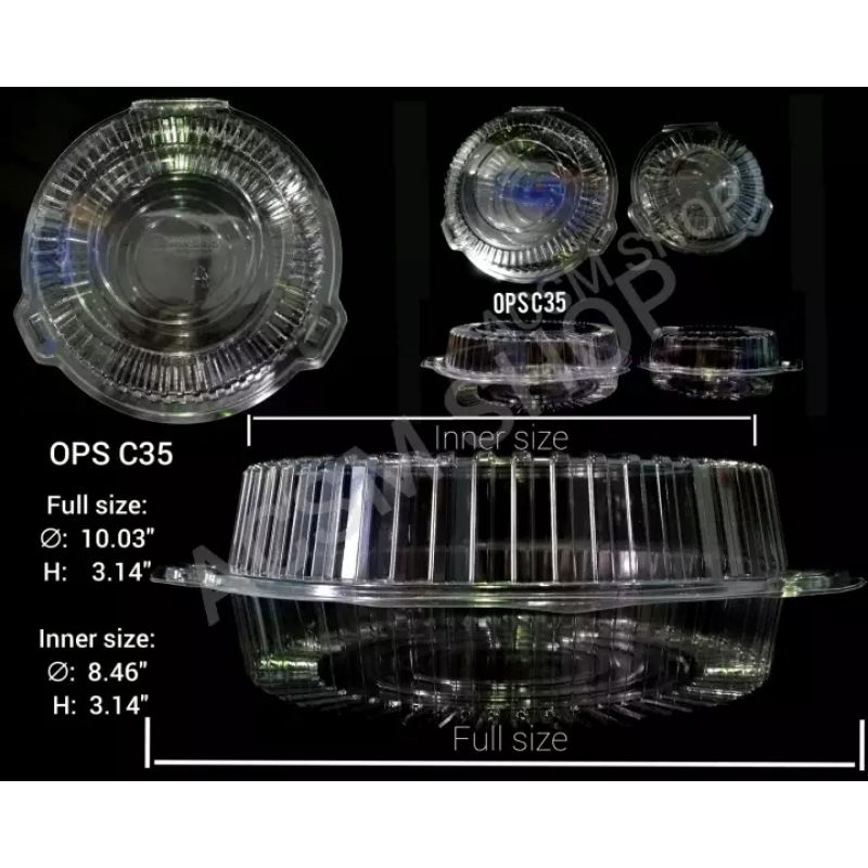 (10pcs) ROUND CLAMSHELL C35 / C38 food container, clear /transparent