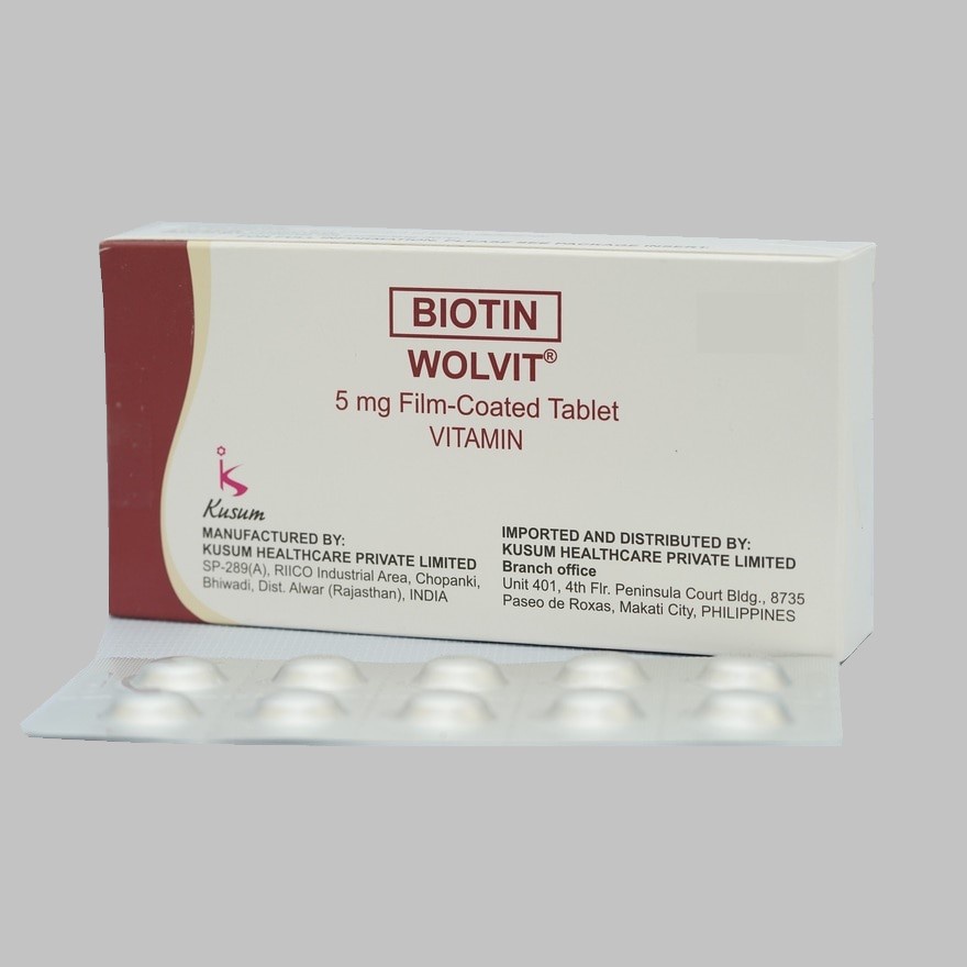 WOLVIT Biotin 5mg 1 Film-Coated Tablet