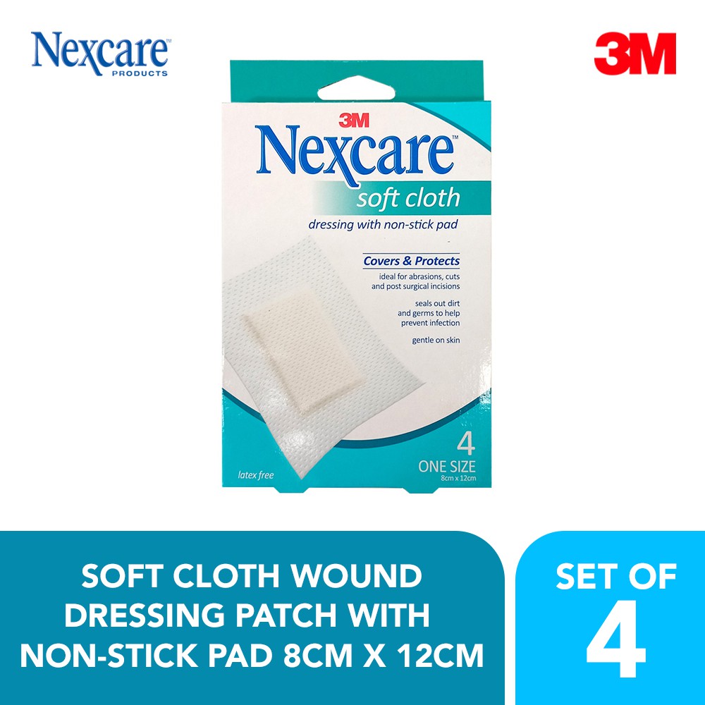 Nexcare Soft Cloth Wound Dressing Patch With NonStick Pad 4s 8cm x