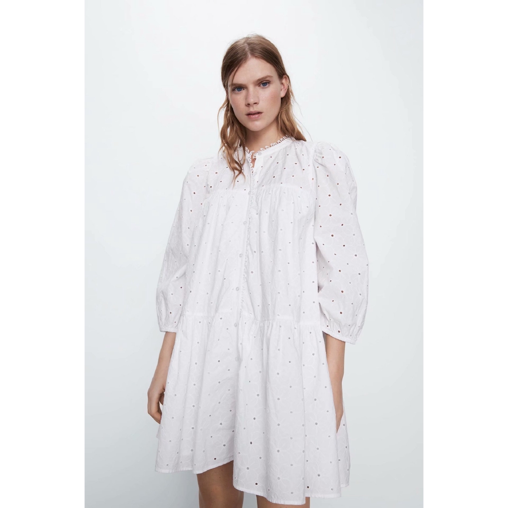 women's white embroidered dress