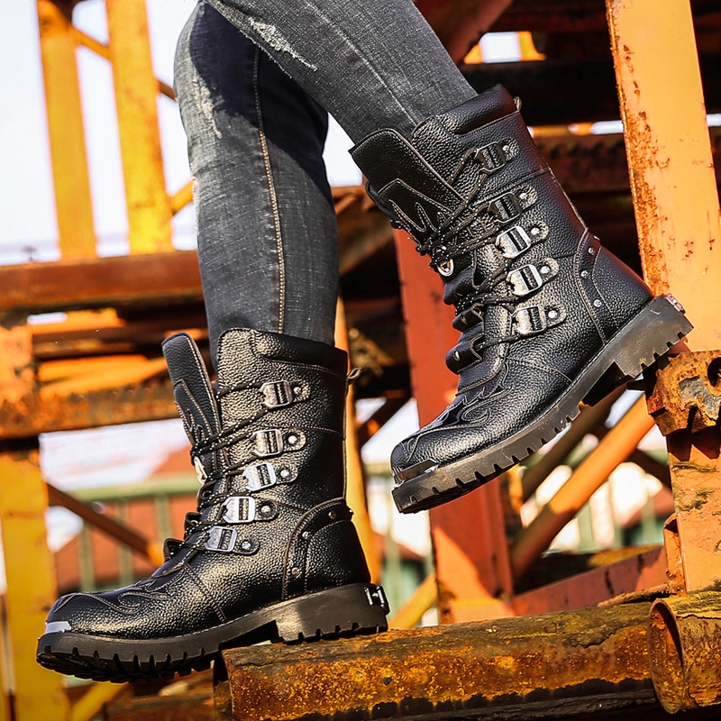 business casual combat boots