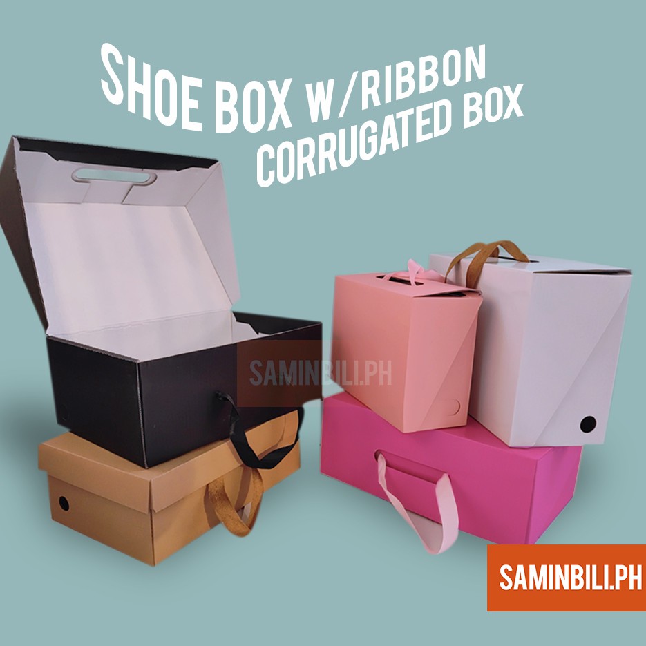 Corrugated Shoe Box with Ribbon Storage Box Gift Box Shoe Box Shopee Philippines