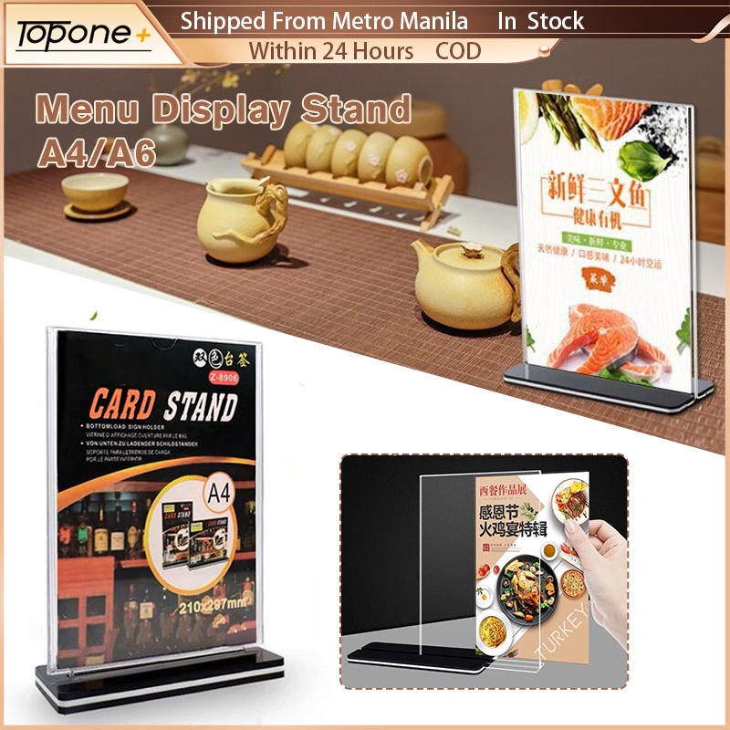 A4 A6 Acrylic Sign Holder Restaurant Double Sided Menu Display Stand ...