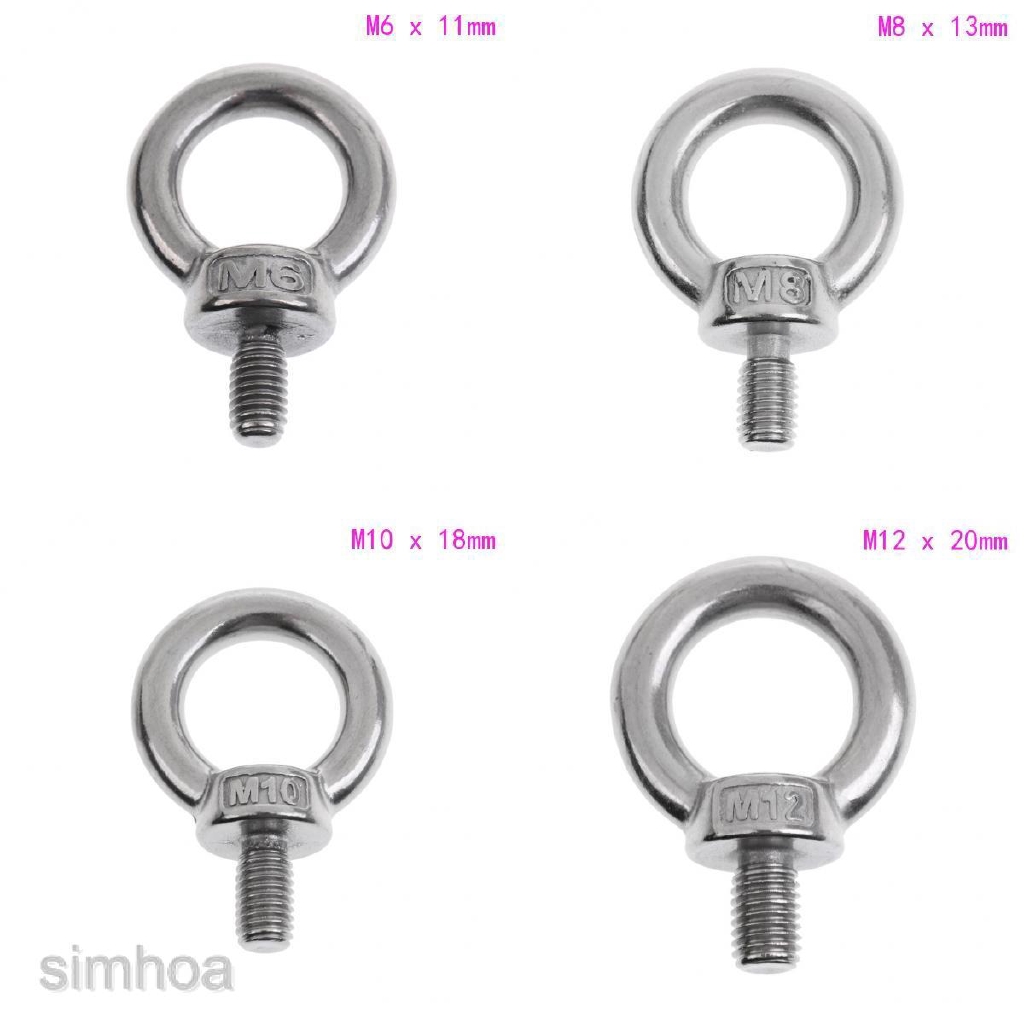 4 x  Stainless Steel  Ring bolts  x 2  M6 x 75mm x 6mm diameter SS Eye Bolts NEW 