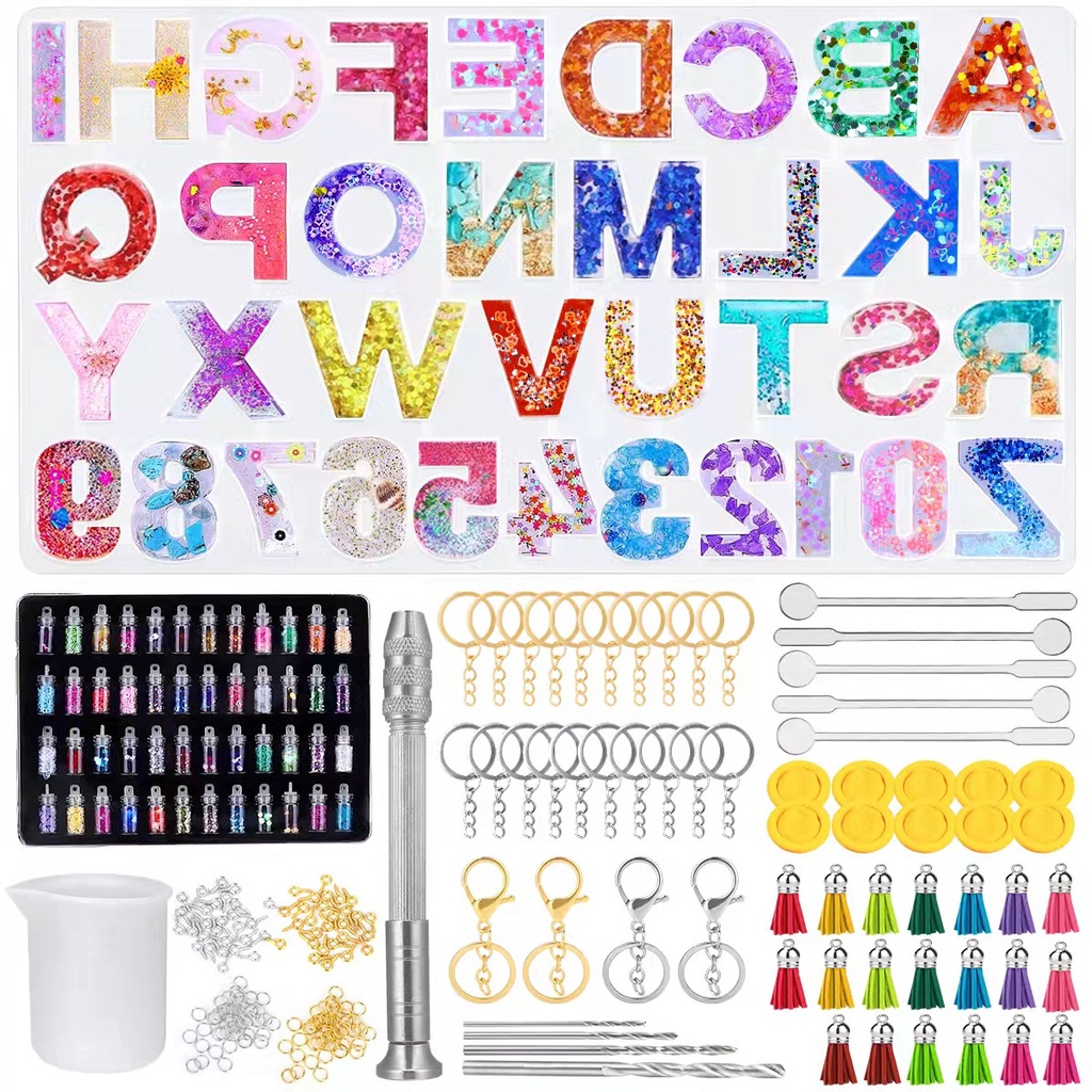 1 Set Alphabet Silicone Molds Epoxy Resin Letters Number Kit DIY Reverse For Jewelry Making Key Chain Casting