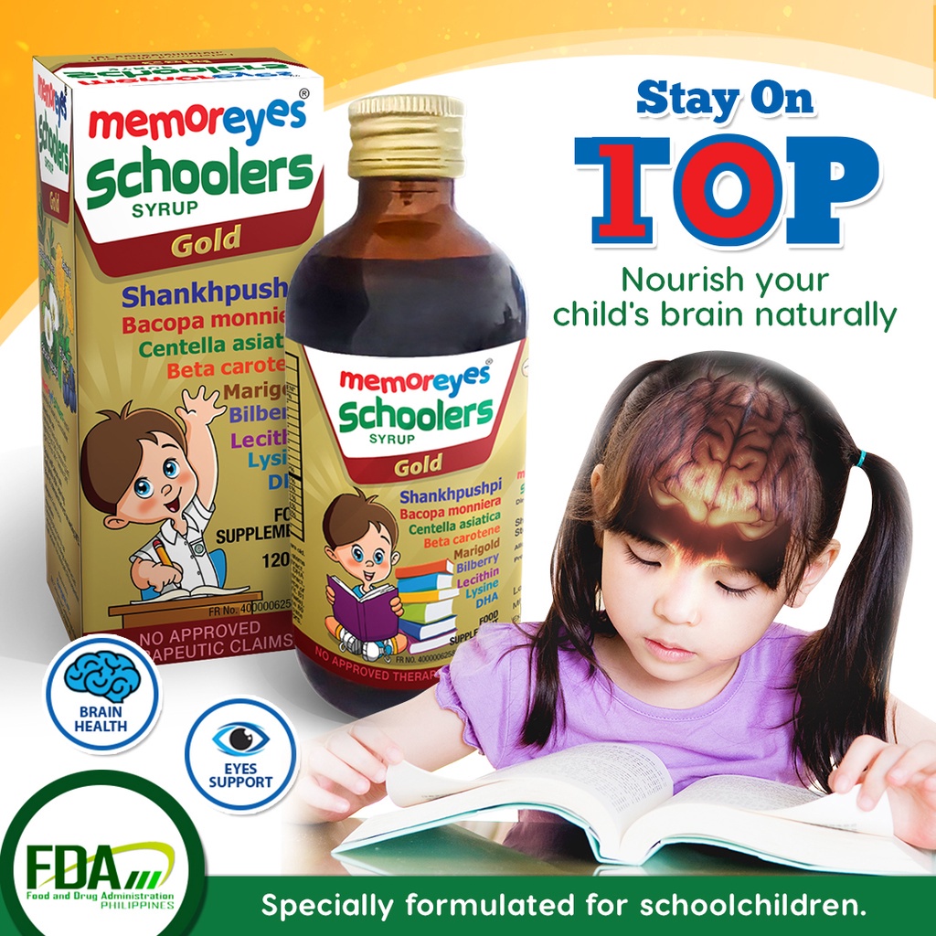 ﹍MemorEyes Schoolers Brain And Eye Supplement Memory Enhancer For Kids Plus DHA Vitamins Syrup 120ml
