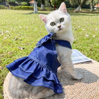 Denim Skirt 18kg Medium Large Dog Pet Cat Chest Back Traction French Fighting Husky Clothes Supplies Clothing
