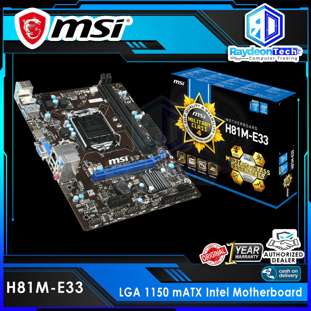 MSI H81ME33 LGA 1150 Micro ATX Intel 4TH GEN Motherboard Shopee