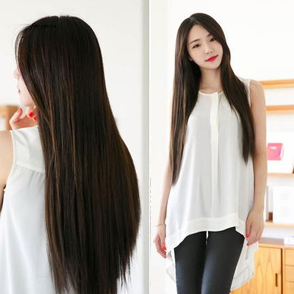 Fairy Women S Midsplit Style Long Straight Full Wig Hairpiece For