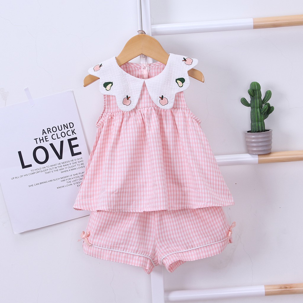 Girls baby toddler terno Cute Pink blouse and shorts set | Shopee ...