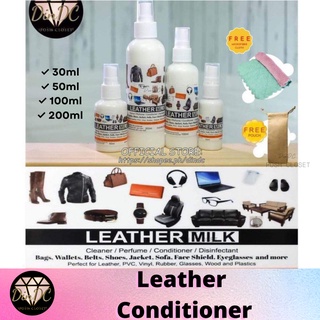 DinDC Leather Milk Conditioner Cleaner for bags sofa FREE POUCH MICROFIBER CLOTH 30ml 50ml 100ml 200
