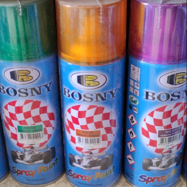 Bosny Spray Paint 100 Acrylic Yamaha Green 4 Orange 5 Purple 7