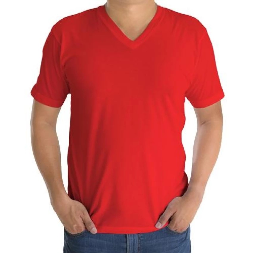v neck red shirt