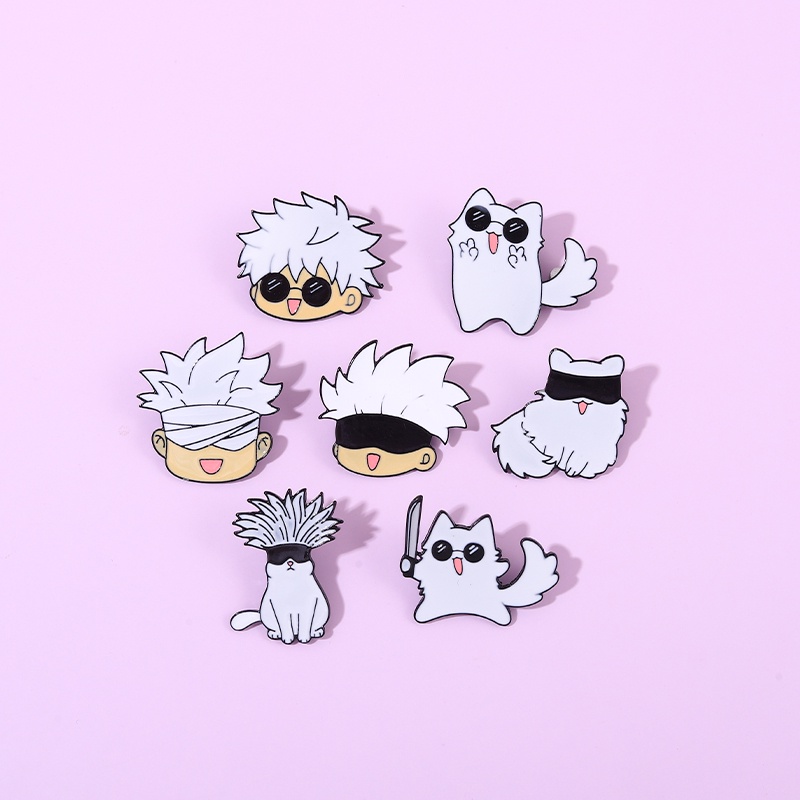 Ready Stock Quick Shipping Free Anti-Glare Brooch Curse Backtact Five Goods Cartoon Anime Metal Badge Cute Clothes Ba