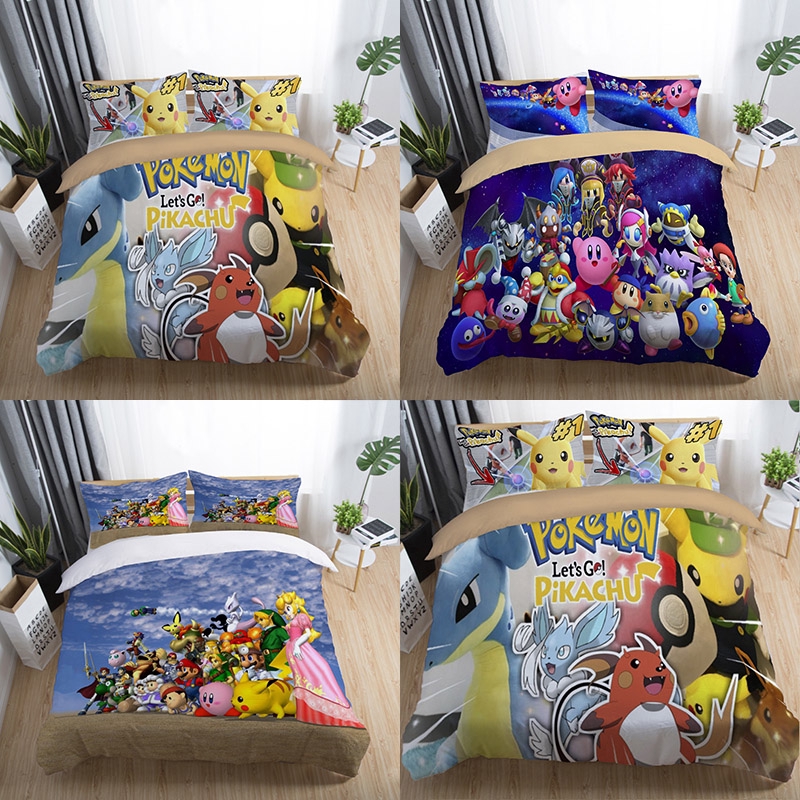 3d Pokemon Pikachu Kirby Duvet Cover Bedding Set Pillowcase