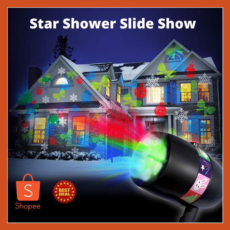 Halloween Christmas Projector Lights Star Shower Slide Show Includes 12 ...