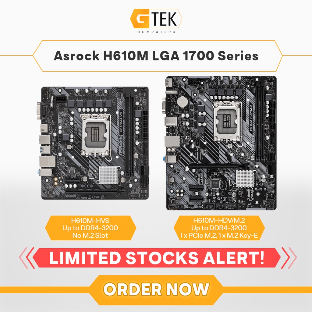 Asrock H610M/HVS / H610MHDV/M.2 LGA 1700 Intel 12th Gen Motherboard Shopee Philippines