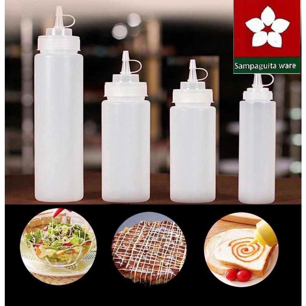 Sampaguita Clear Plastic Squeeze Bottle Condiment Dispenser Salad
