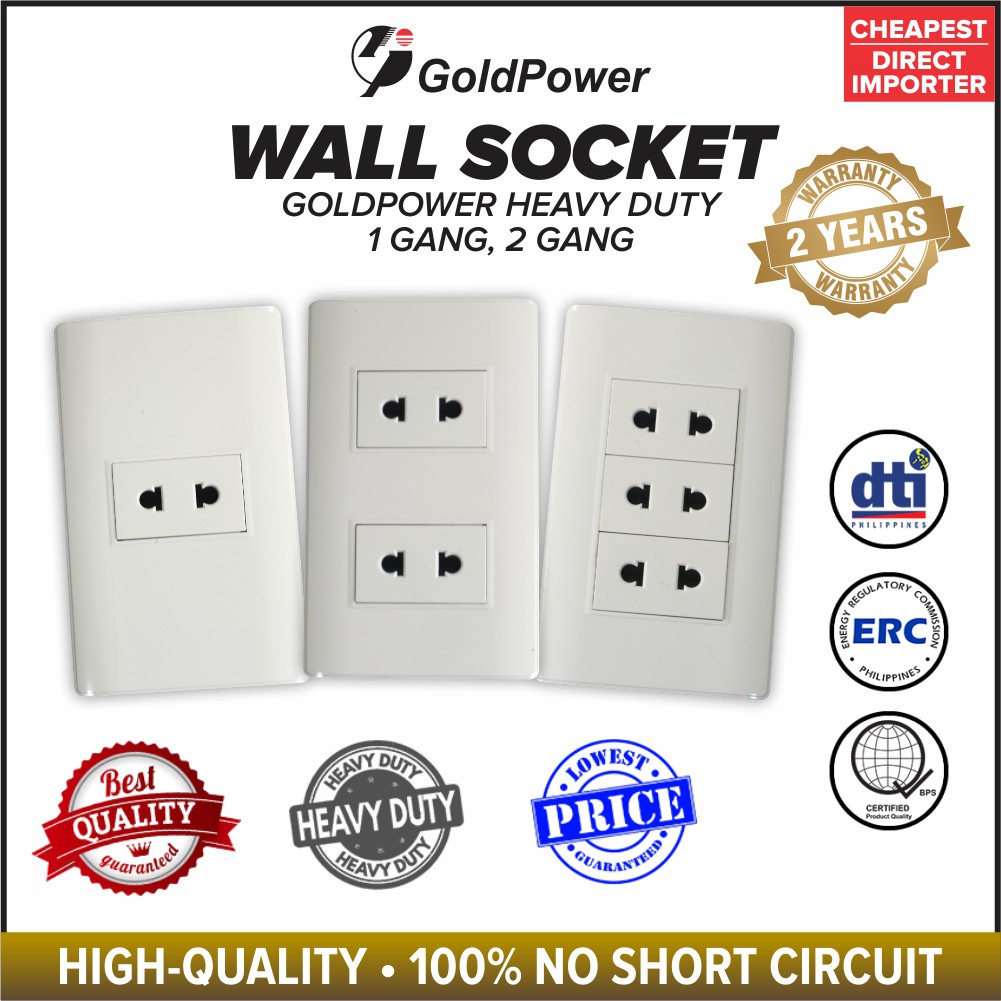 GoldPower Wall Socket Wide Series 1, 2, 3 Gang (2 YEARS WARRANTY) Wall Outlet / Utility Outlet