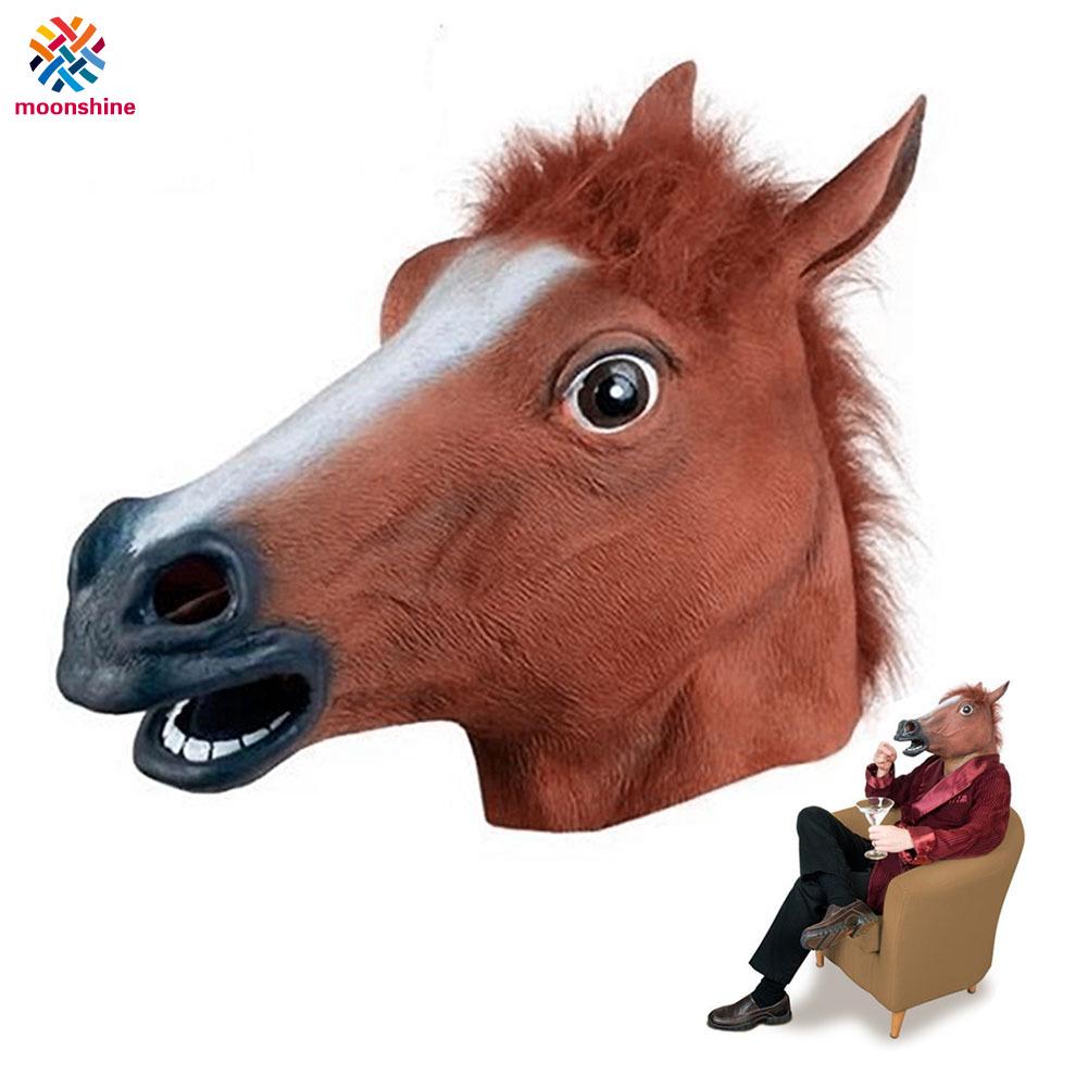 Realistic Horse Head Masks Full Head Fur Mane Latex Creepy A Shopee