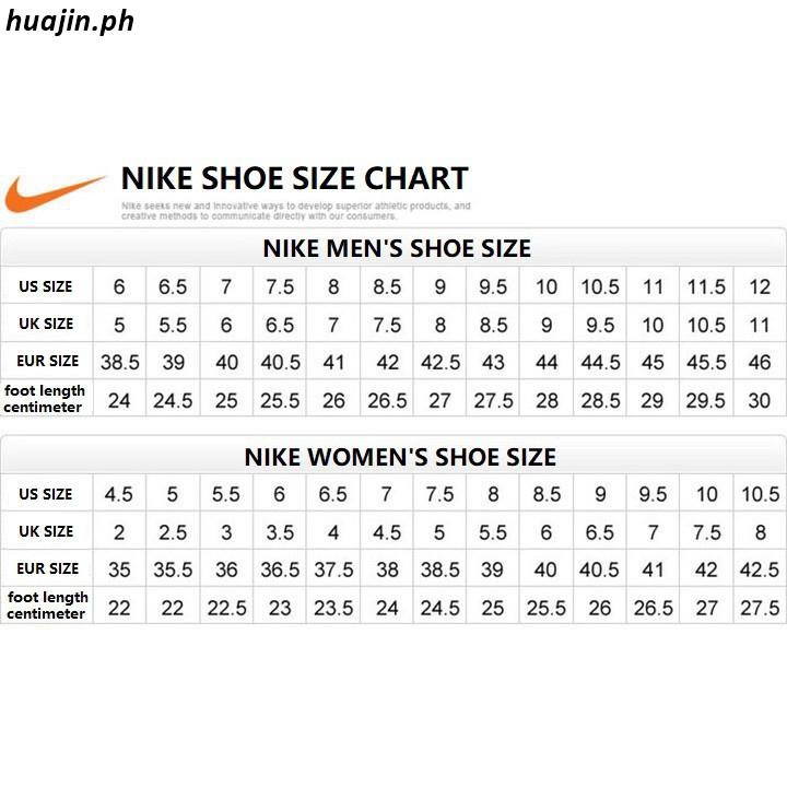 nike women's slides size chart