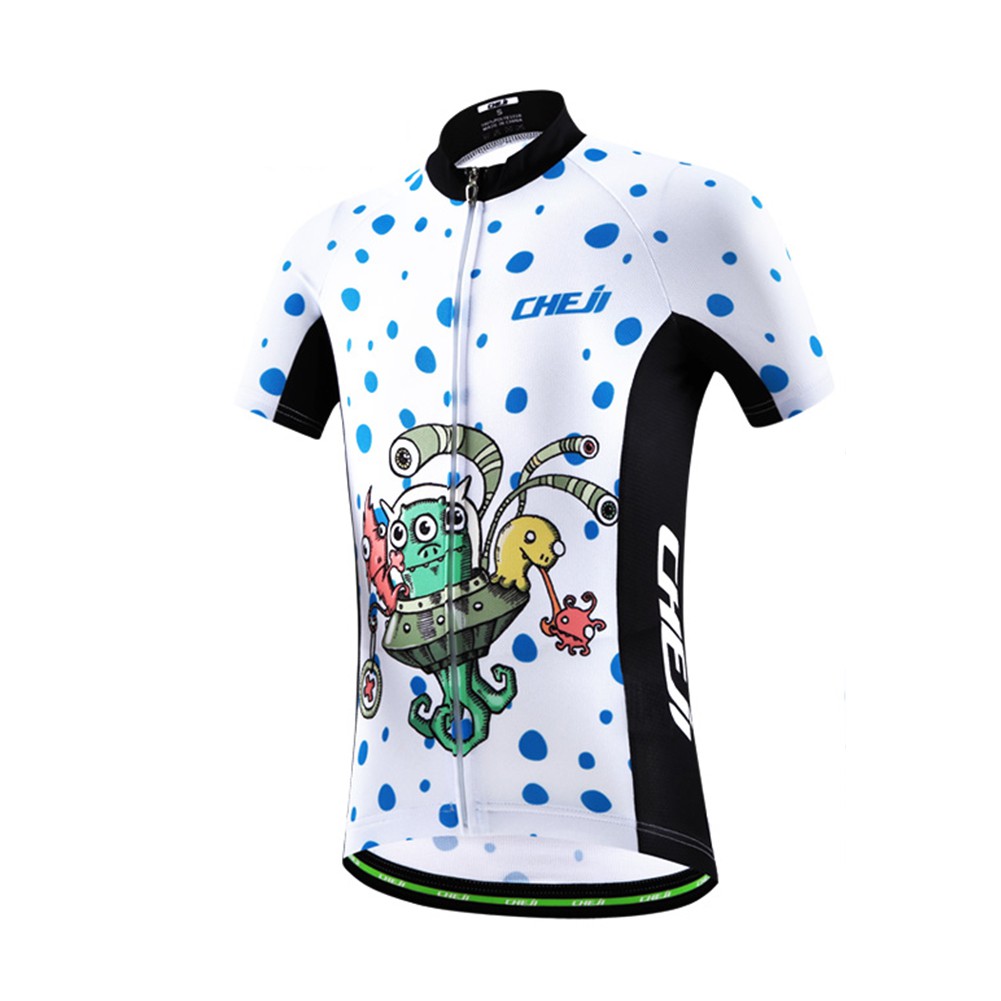 LSHDCER Kids Cycling Jersey Suit Cartoon Pattern Boys/Girls Cycling Clothing Set Cute Bike Clothes for Kids Short Sleeve Jersey and Padded Shorts 