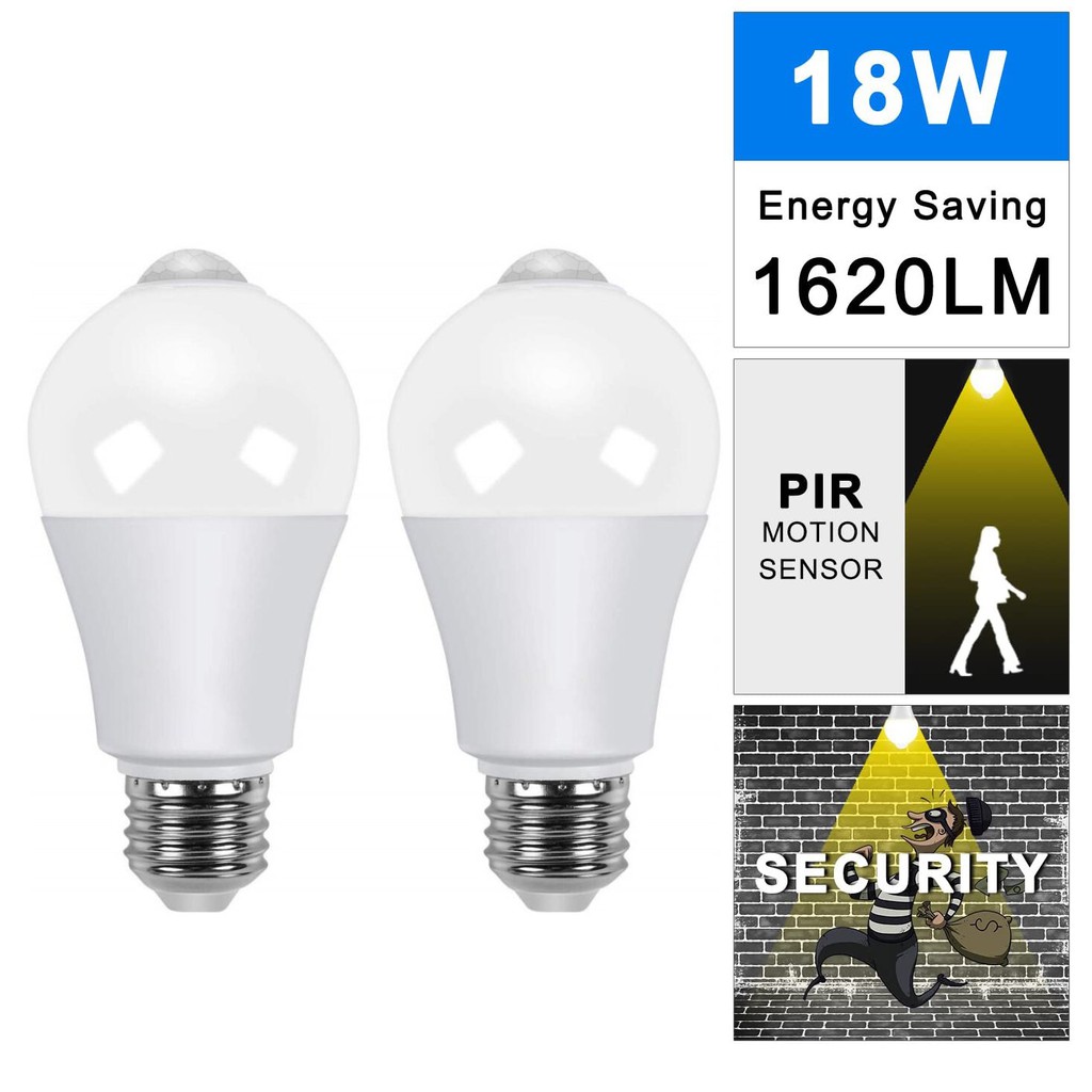 Motion Sensor Light Bulbs E27 18w Pir Infrared Smart Led Detector Lamp Motion Activated Dusk To Dawn Security Light Bulb Outdoor Indoor For Front Door Porch Garage Basement Hallway Closet Shopee Philippines