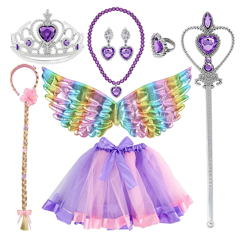Princess Costume Accessories Dress Up Sets with Wings Tutu Wand Crown ...