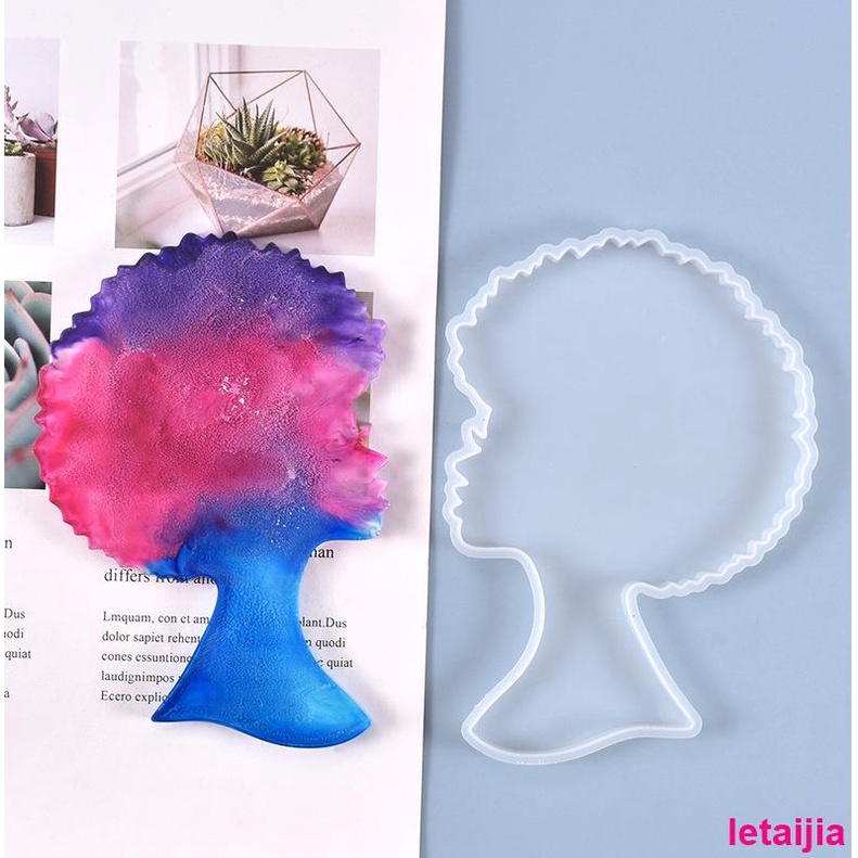 diy Crystal Epoxy Mold Explosion Head Black Female Swing Table Jewelry Silicone
