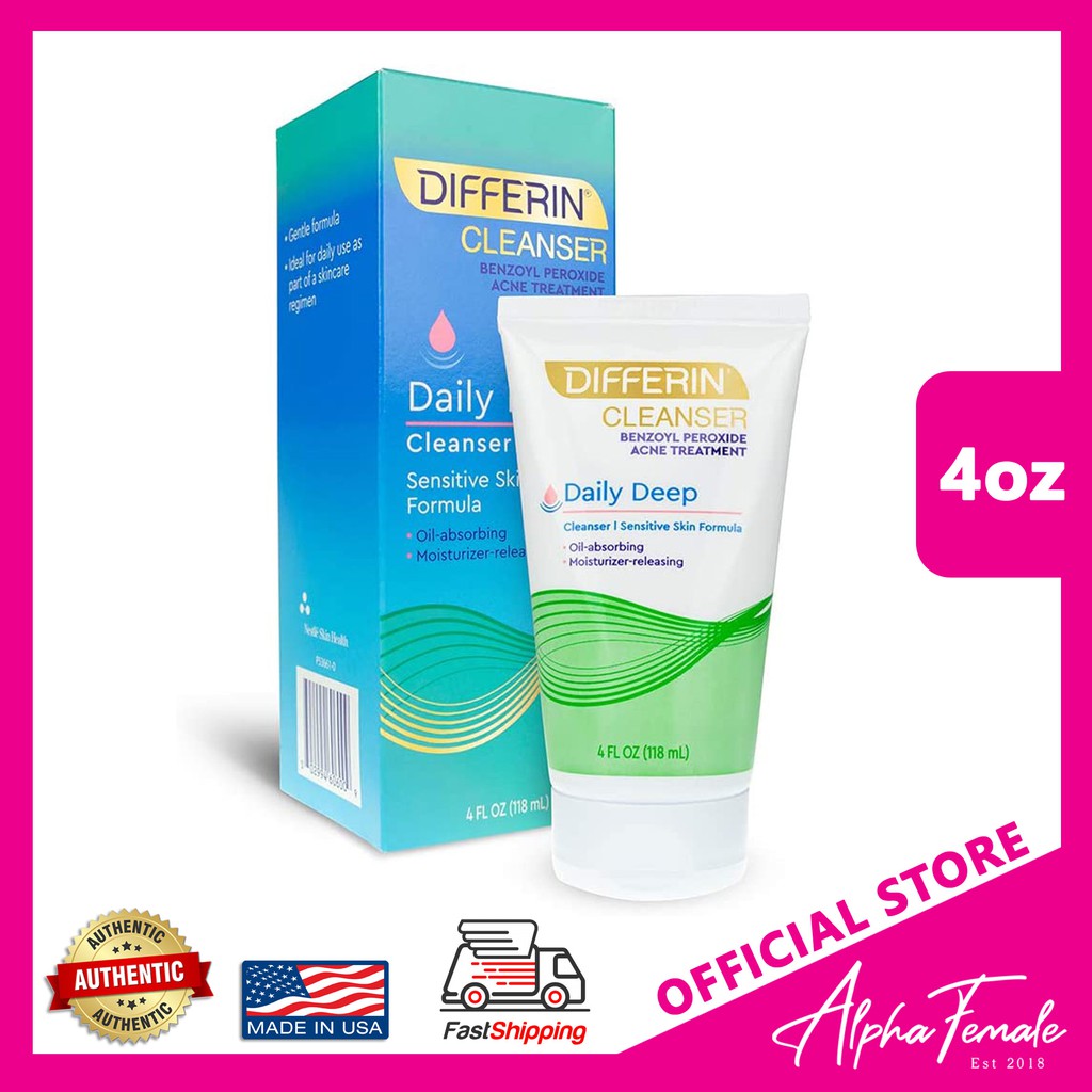 Differin Daily Deep Cleanser, Sensitive Skin Formula, Benzoyl Peroxide