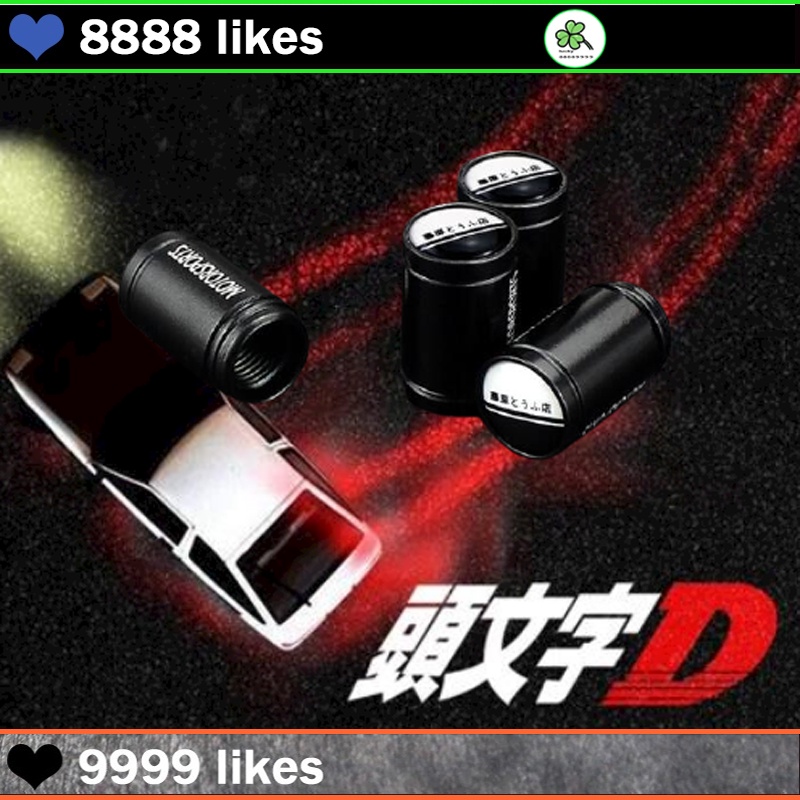 4Pcs/Set JDM Car Tire Air Valve Stem Caps Initial D Auto Wheel Stem Air