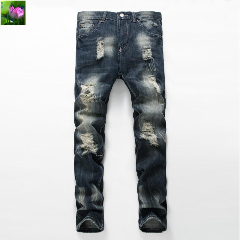 dark blue ripped jeans