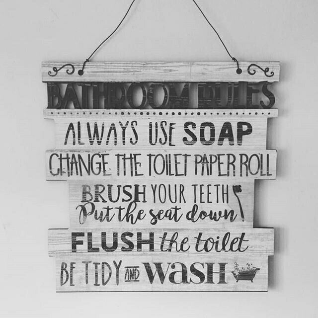 Bathroom Rules Quotes Wooden Wall Decors bathroom decors 12x12 inches