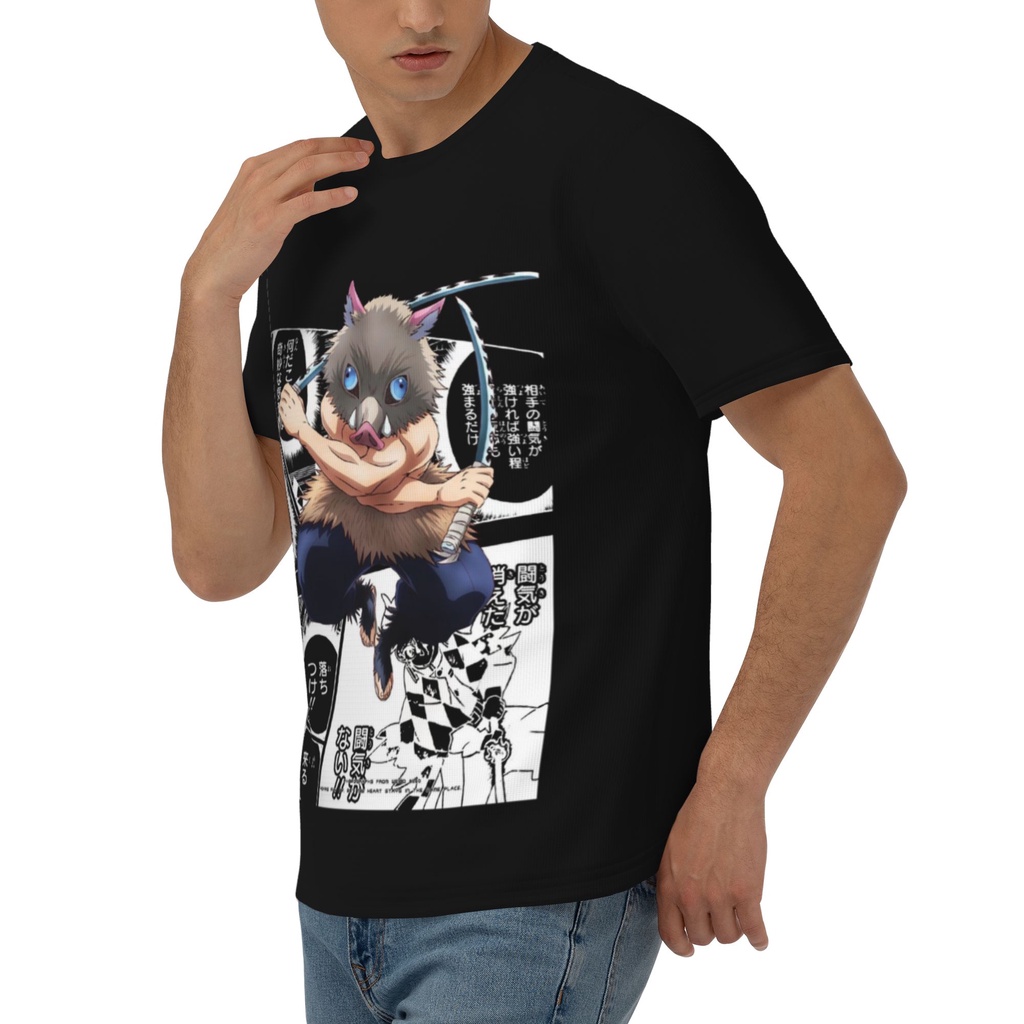 Demon Slayer Anime T Shirt Hashibira Inosuke Oversized Round Neck Tops Cotton Tees T-shirts (Unisex)
