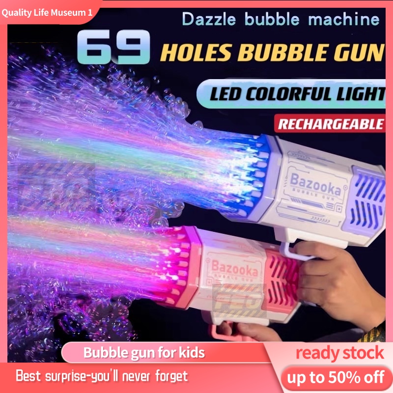 bubble gun 69 hole bubble toys with lights rocket shape bubble gun toy ...