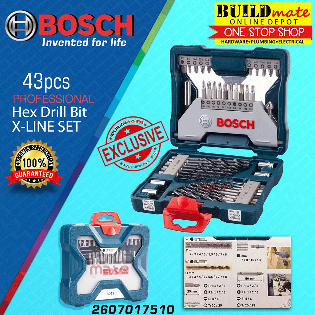 BOSCH 43PCS/SET Hex Drill Bit XLINE Set 2607017510 •BUILDMATE